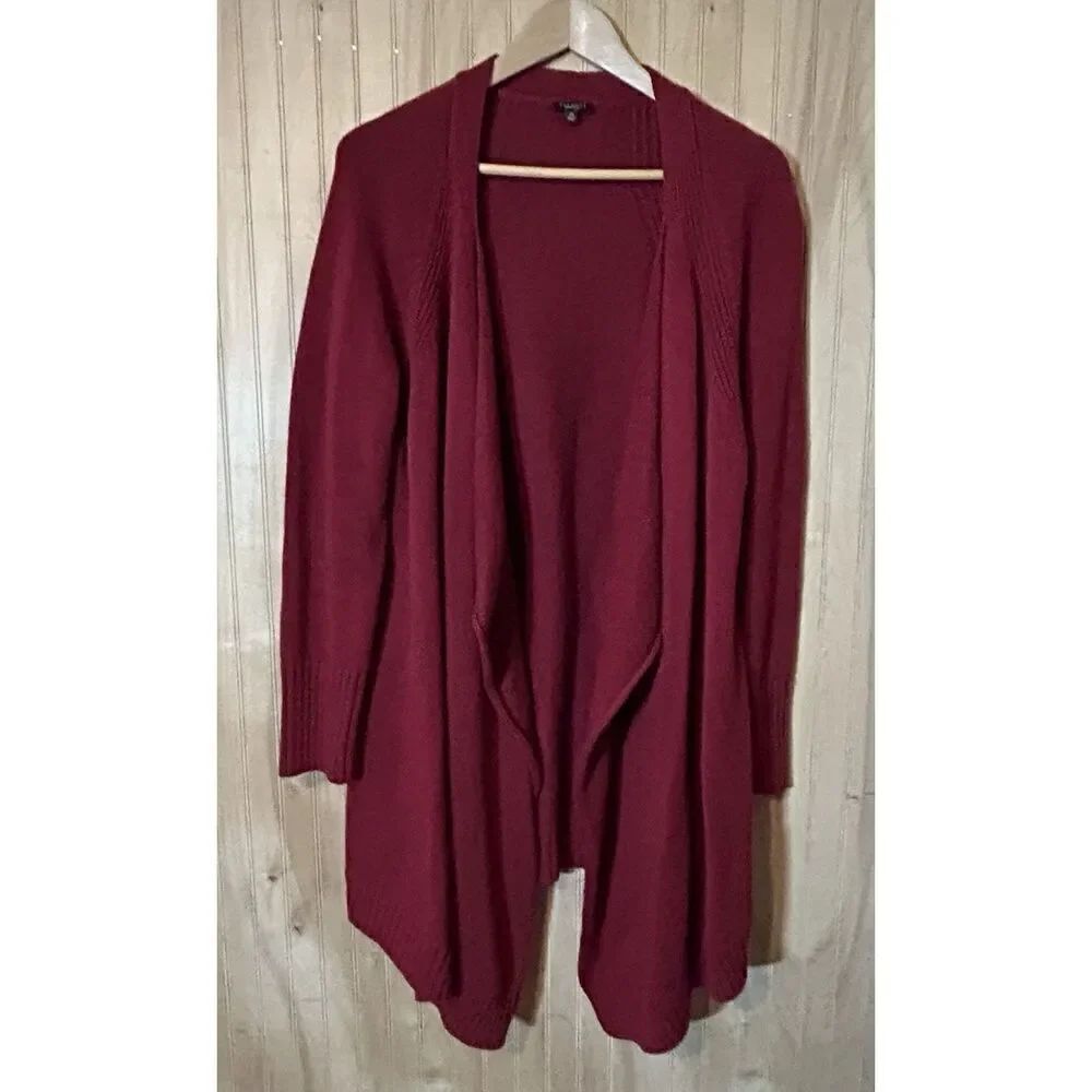 Talbots Womens XL Red Open Front Cardigan Cotton Sweater